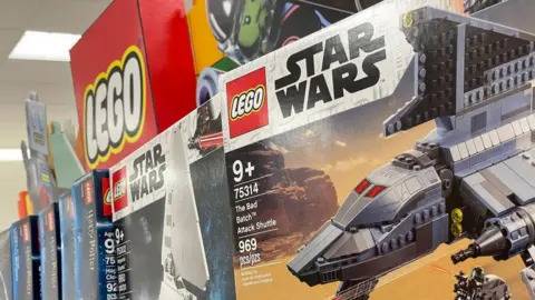 A Star Wars lego set on a shelf